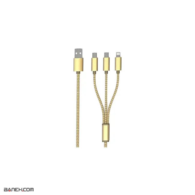 کابل تبدیل 3 کاره 2.4A Zinc Alloy 3in1 Data Cable