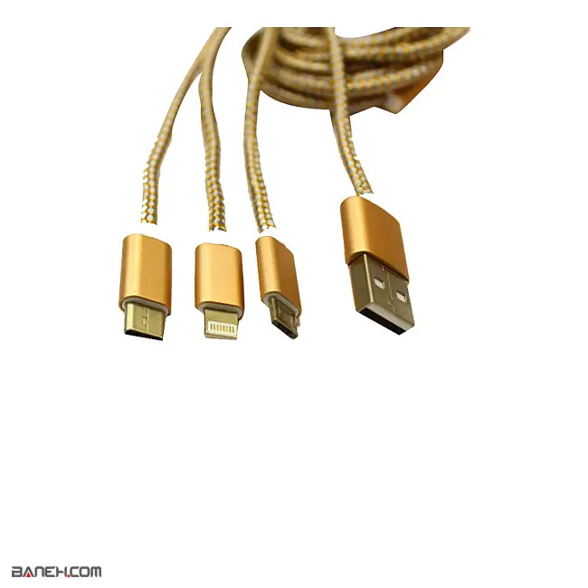 کابل تبدیل 3 کاره 2.4A Zinc Alloy 3in1 Data Cable