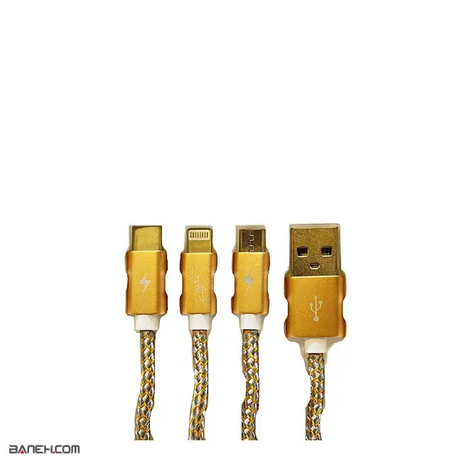 کابل تبدیل 3 کاره 2.4A Zinc Alloy 3in1 Data Cable