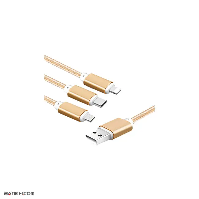 کابل تبدیل 3 کاره 2.4A Zinc Alloy 3in1 Data Cable
