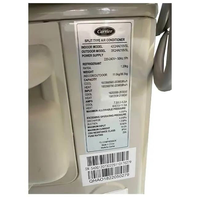 کولر گازی کریر ایکس اکو 18000 اینورتر 42QHA018VSL T3