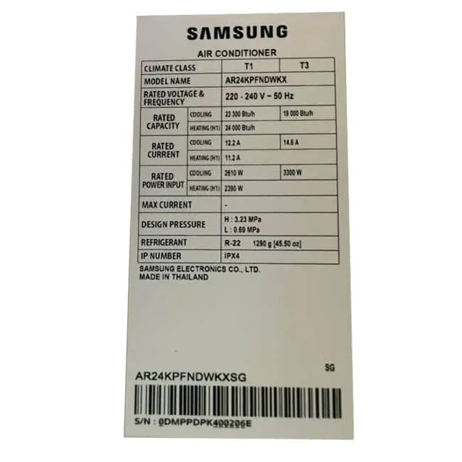 کولر گازی سامسونگ 24000 کم مصرف AR24KPFNDWKN R22 T3