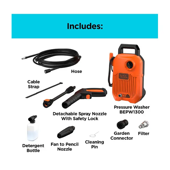کارواش بلک اند دکر 1300 وات 110 بار مدل BEPW1300 -B5 1600 PSI