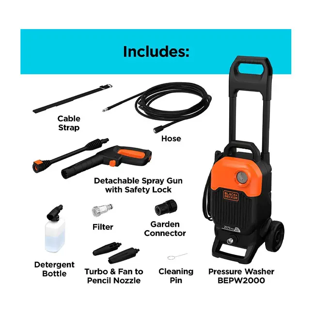 کارواش خانگی بلک اند دکر 2000 وات 150 بار مدل BEPW2000-B5 PSI 2100