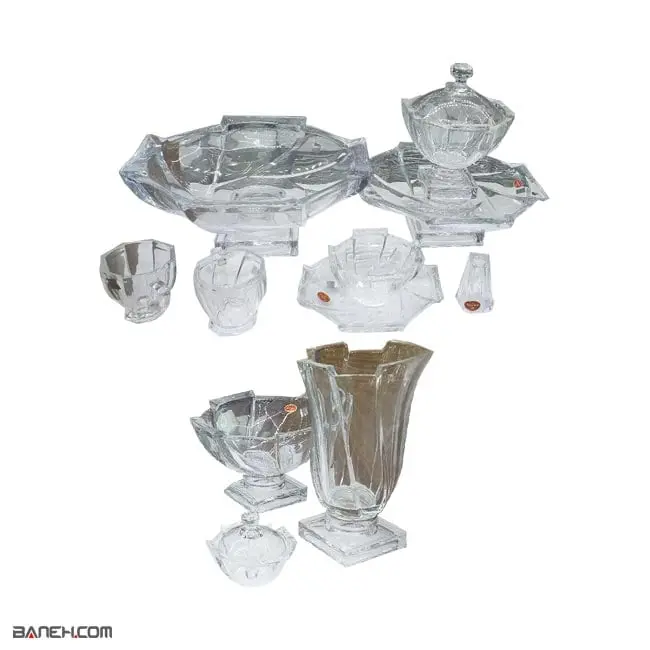 سرویس کریستال سفید بلورین فرانسه 52 پارچه 12 نفره Crystal 52pieces