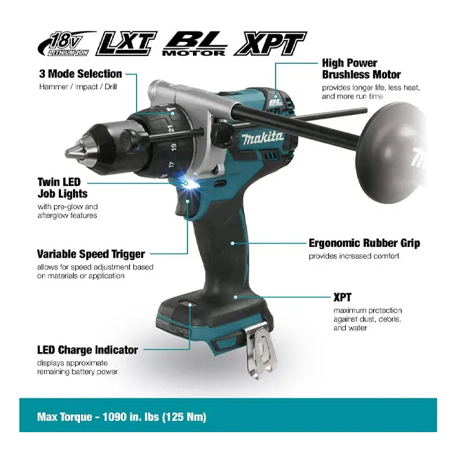 دریل چکشی شارژی 18 ولت ماکیتا مدل Makita DHP481Z
