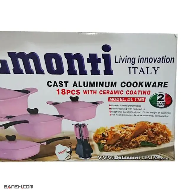 سرویس قابلمه دلمونتی مربعی سرامیک 18 پارچه DL1150 Delmonti