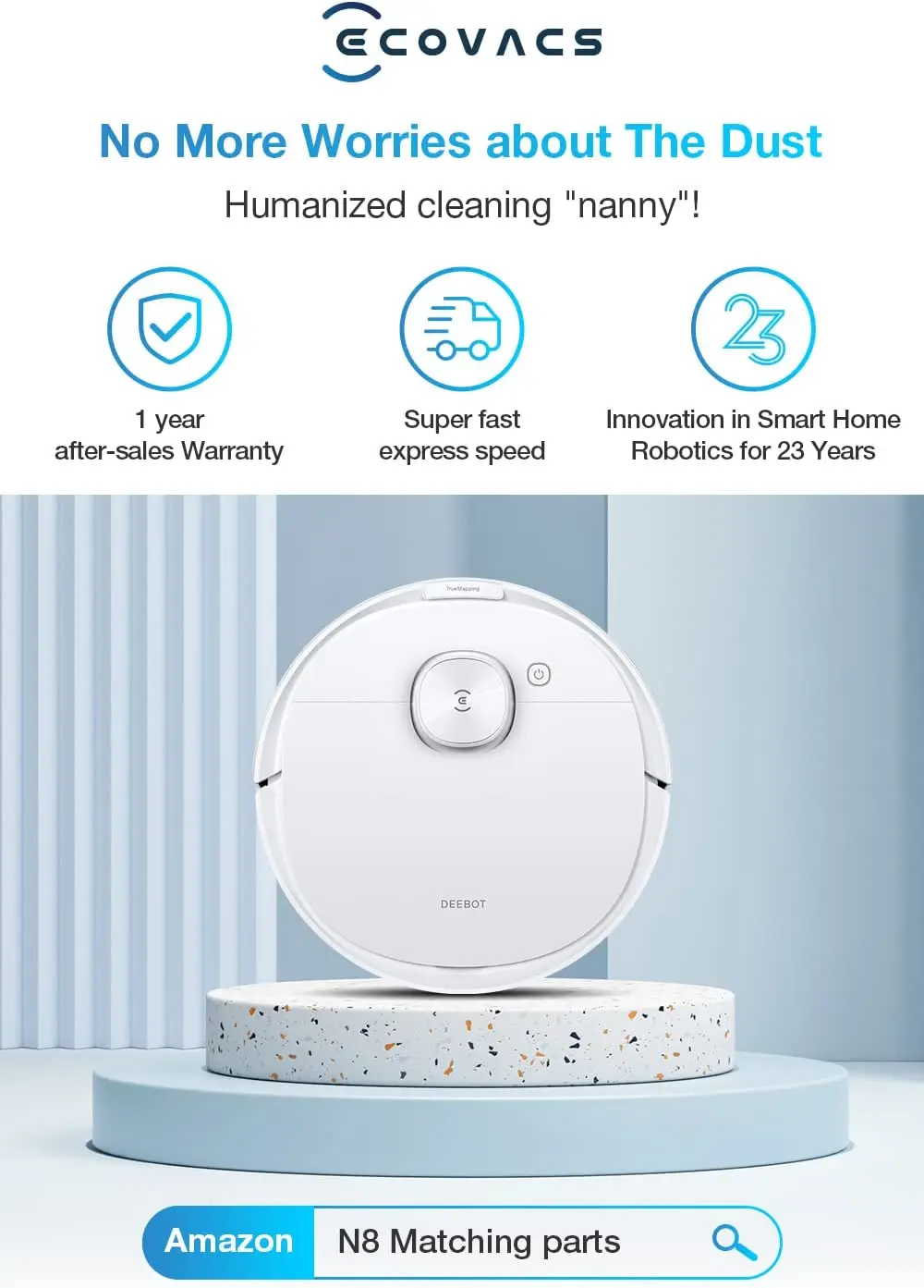 جارو برقی رباتیک اکووکس مدل ‎ ECOVACS DEEBOT N8 DLN26-21EP