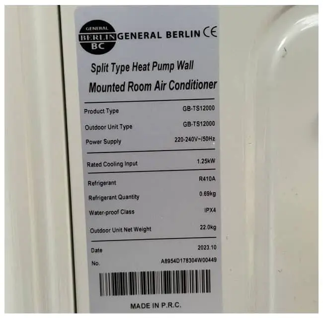 کولر گازی جنرال برلین 12000 اینورتر GB-TS12000 T3