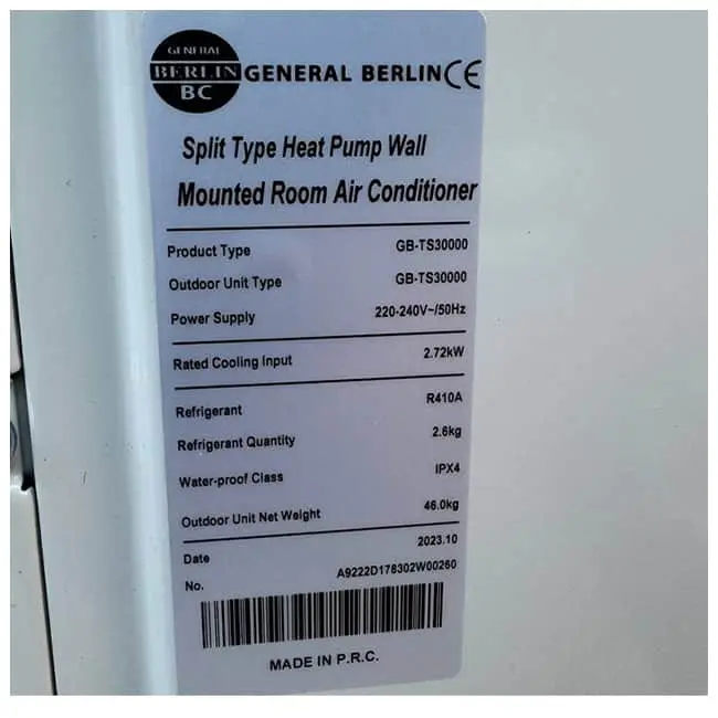 کولر گازی جنرال برلین 30000 اینورتر GB-TS30000 T3
