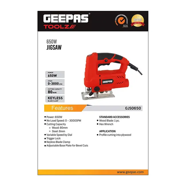 اره عمود بر 650 وات 80 میلی متر جیپاس مدل GJS0650