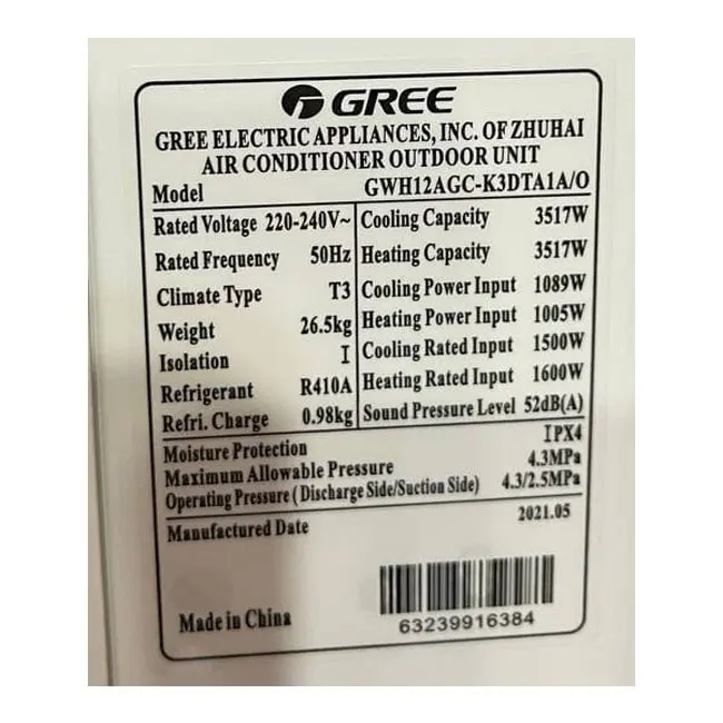 کولر گازی گری 12000 اینورتر GWH12AGC-K3DTA1AO R410a