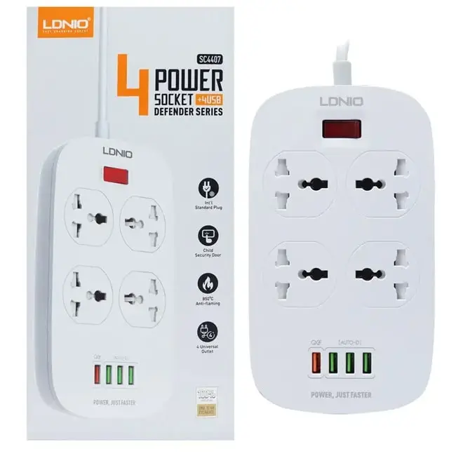 محافظ برق و تبدیل چند راهی الدینیو LDNIO SC4407 FAST 4 USB