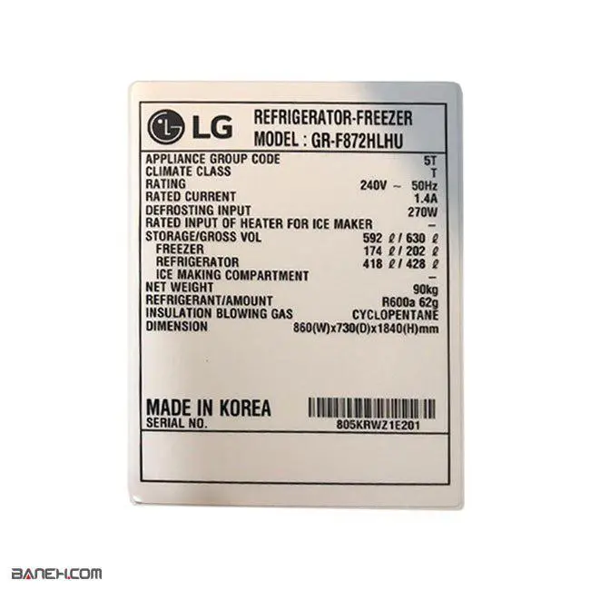 یخچال فریزر بالا پایین ال جی GR-F872HLHU ا ۳۰ فوت