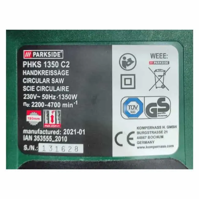 اره دیسکی گرد بر PKHS-1350-C2 پارکساید 1350 وات