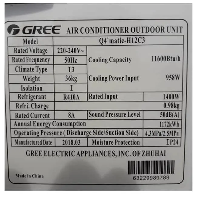 کولر گازی گری کیو فورماتیک 12000 سرد Q4 MATIC-H12C3