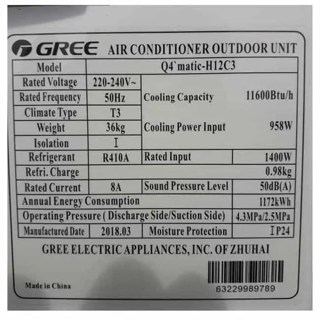 کولر گازی گری کیو فورماتیک 24000 سرد Q4 MATIC-H24C3