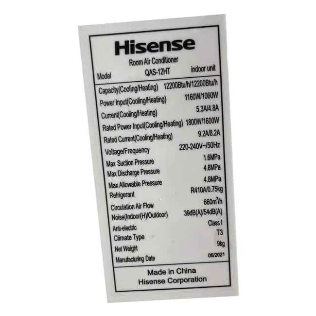 کولر گازی هایسنس 12000 سرد و گرم QAS-12HT 2022