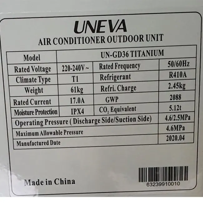 کولر گازی سقفی یونیوا 36000 اینورتر UN-GD36 Titanium