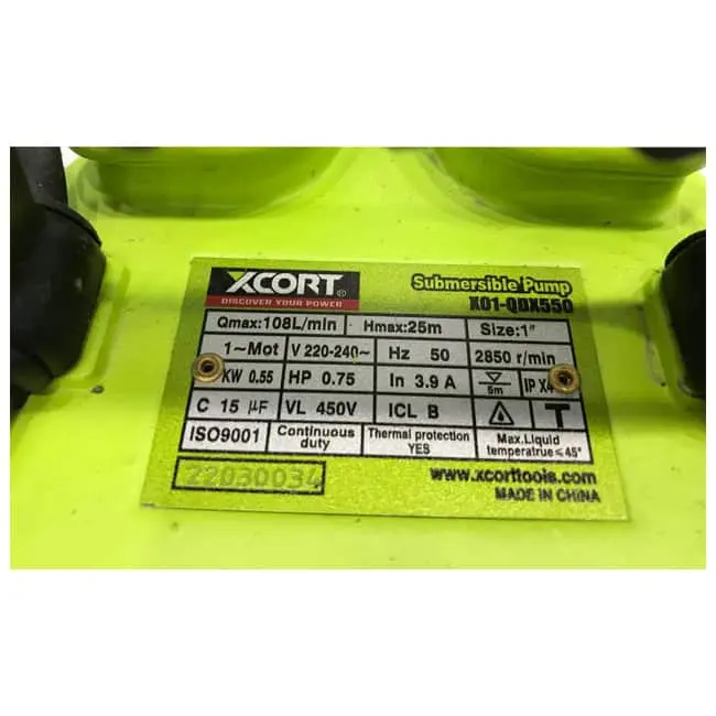پمپ کف کش 1 اینچ ایکس کورت مدل X01-QDX550 اسب بخار