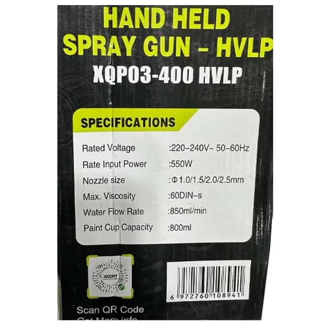 پیستوله رنگ پاش ایکسکورت 550 وات XQP03-400 HVLP