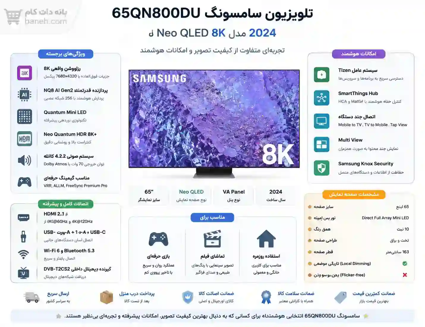 قیمت خرید تلویزیون سامسونگ 65QN800DU