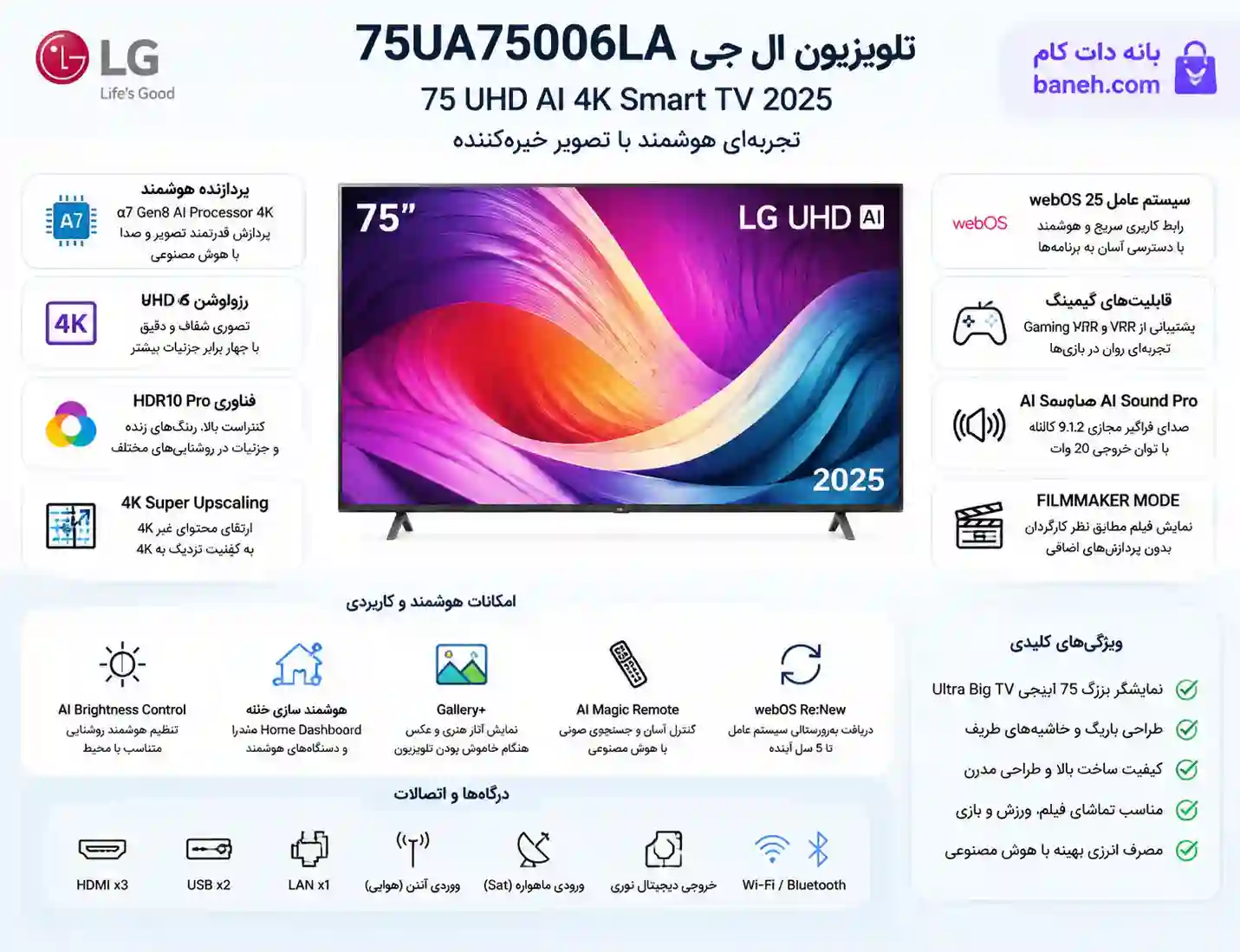 خرید تلویزیون ال جی 75UA75006