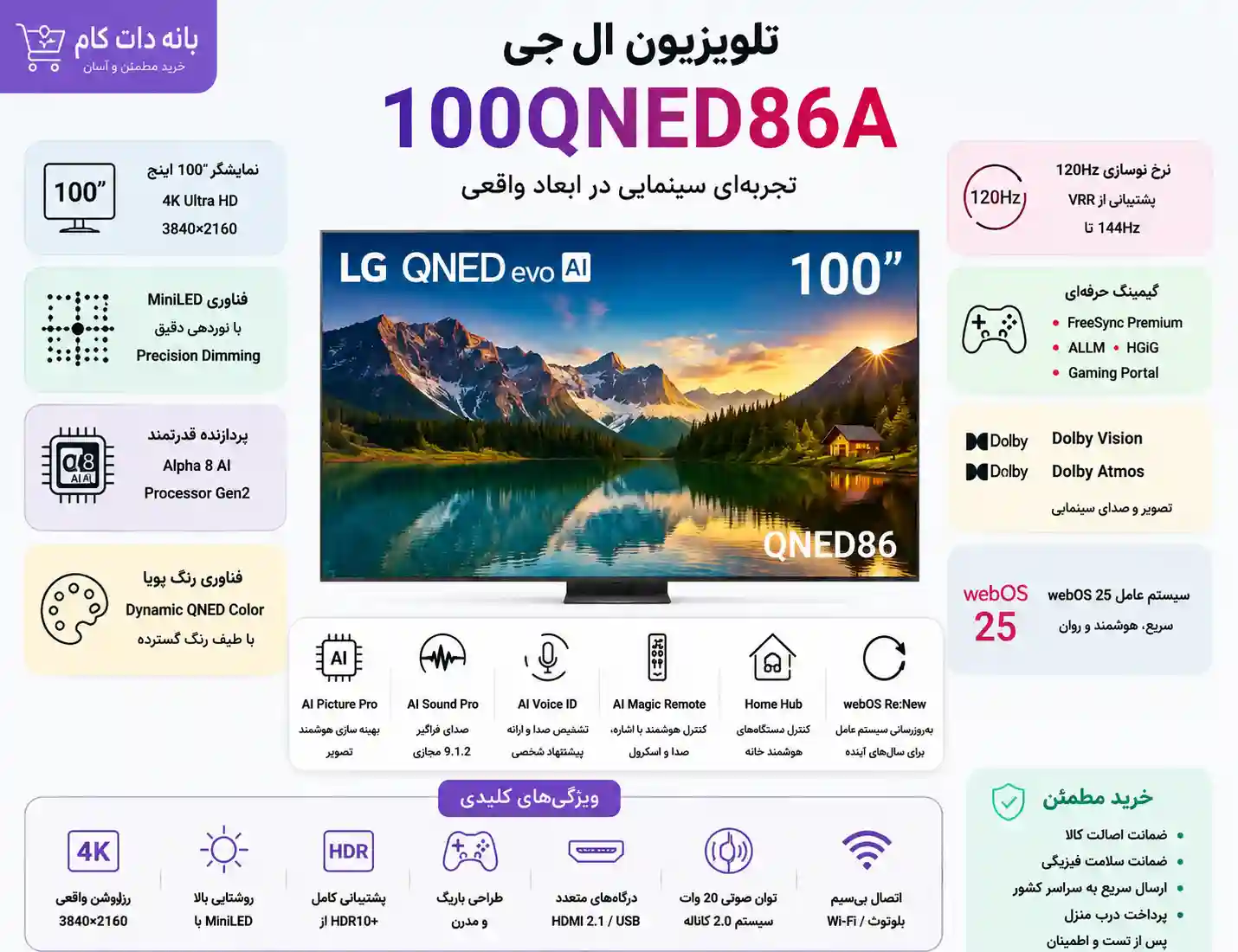 3 تلویزیون ال جی 100QNED86A قیمت تلویزیون ال جی 100QNED86A
