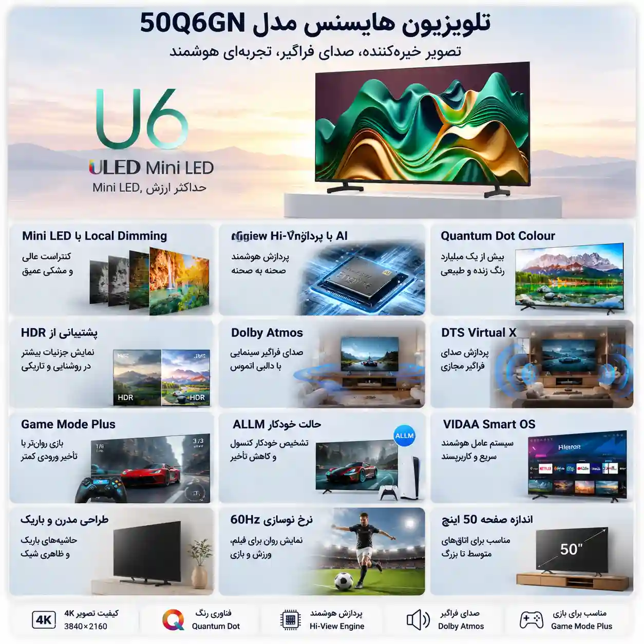 قیمت تلویزیون هایسنس 50Q6GN