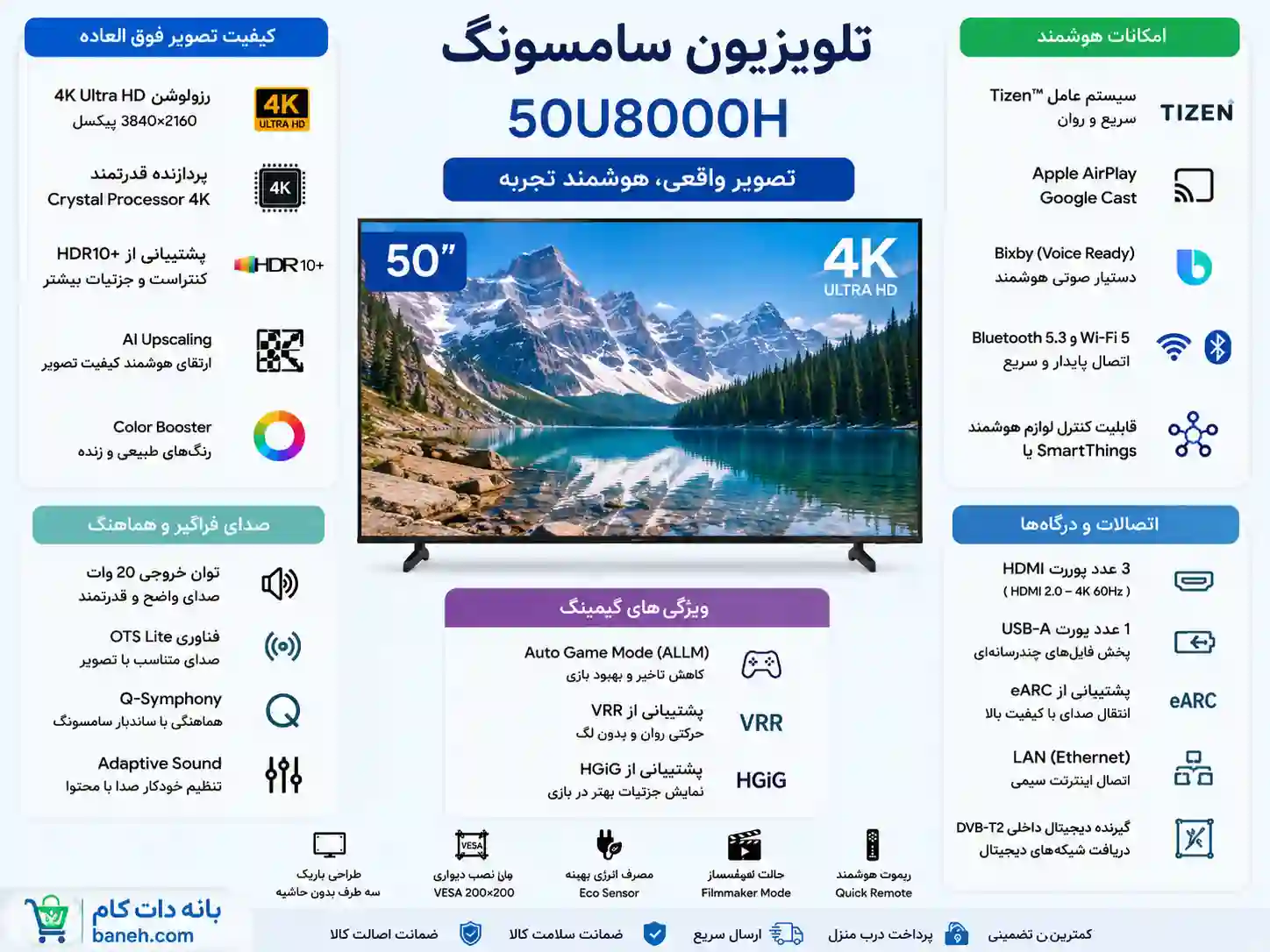 خرید تلویزیون سامسونگ 50U8000H