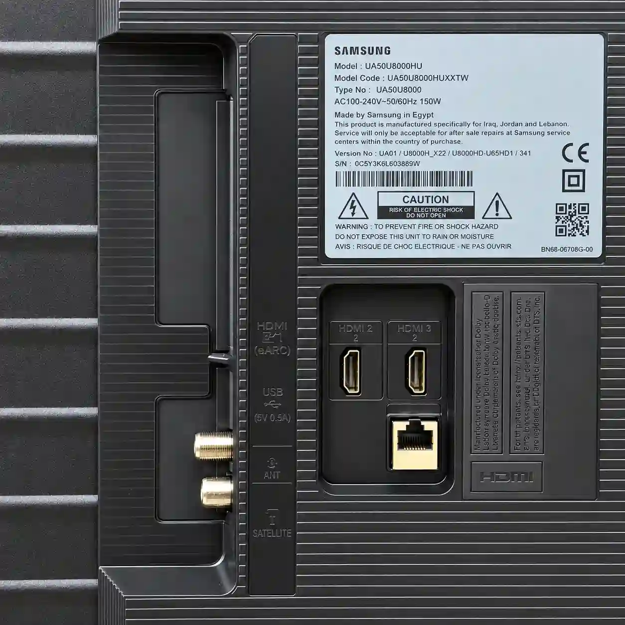 برچسب پشت تلویزیون سامسونگ 50U8000H
