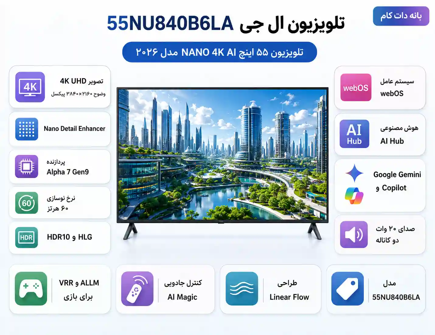 خرید تلویزیون ال جی 55NU840