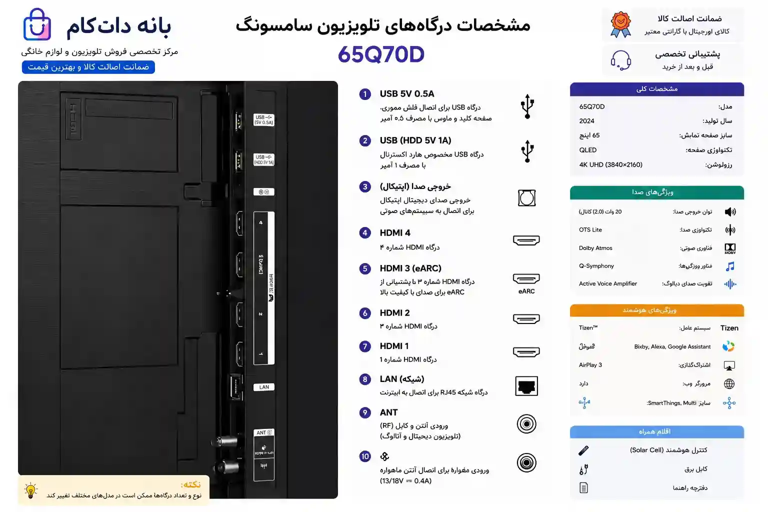 تلویزیون سامسونگ 65Q70D