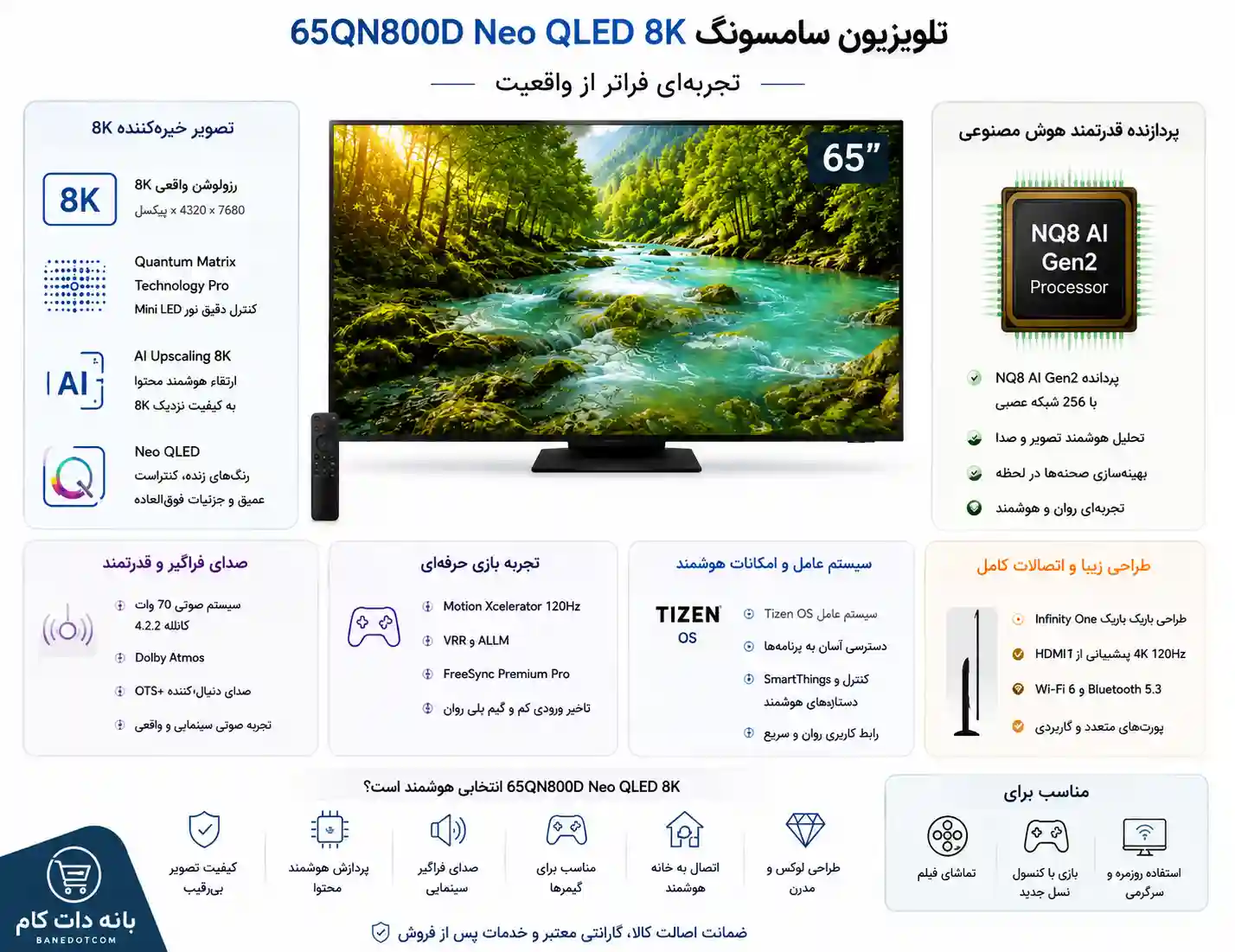 6 تلویزیون سامسونگ 65QN800DU تلویزیون سامسونگ 65QN800DU