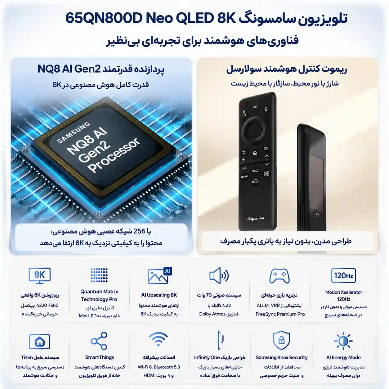 5 تلویزیون سامسونگ 65QN800DU خرید تلویزیون سامسونگ 65QN800DU