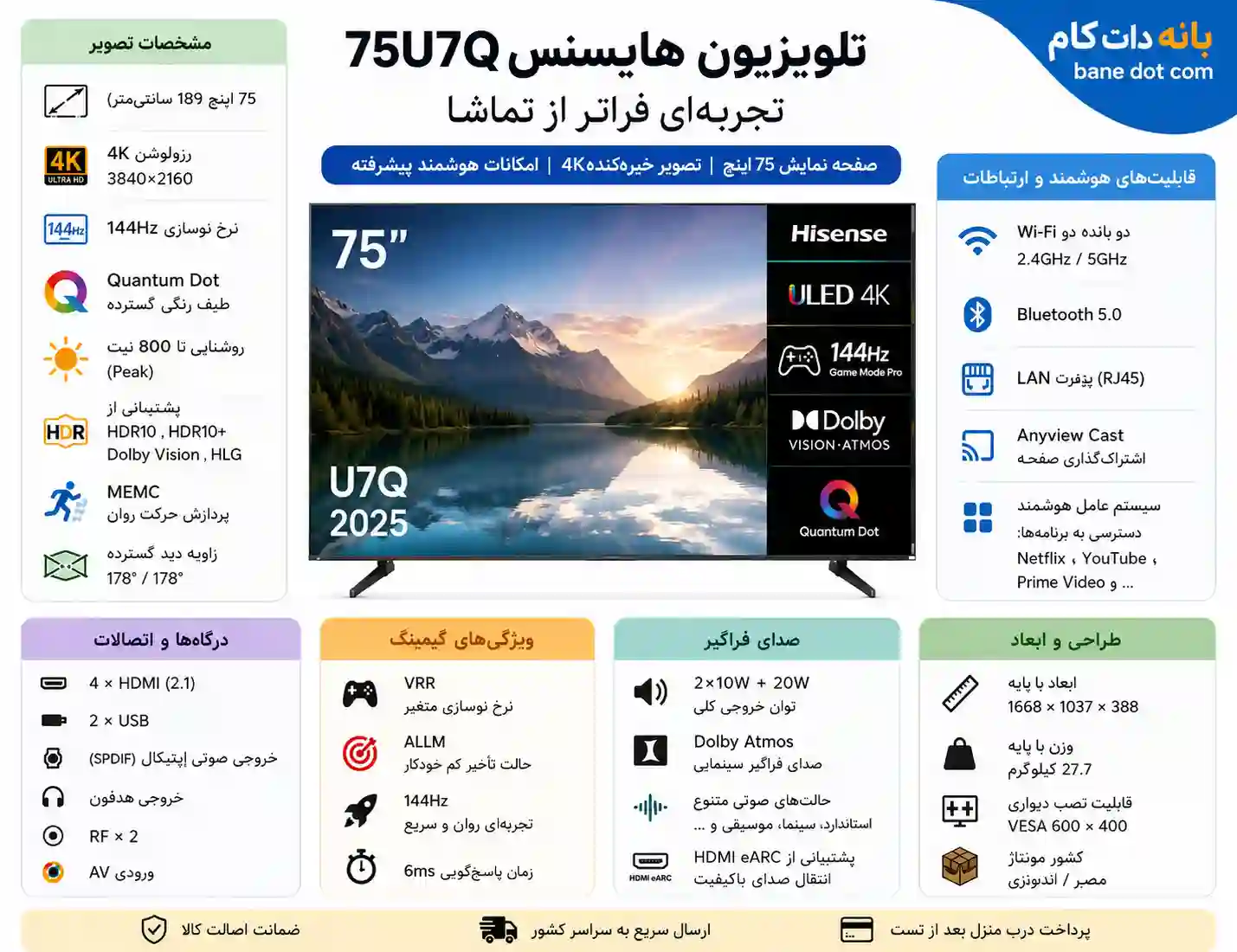 خرید تلویزیون هایسنس 75U7Q