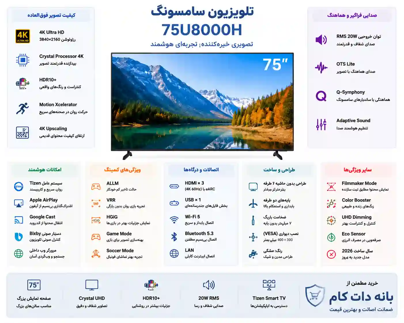 خرید تلویزیون سامسونگ 75U8000H