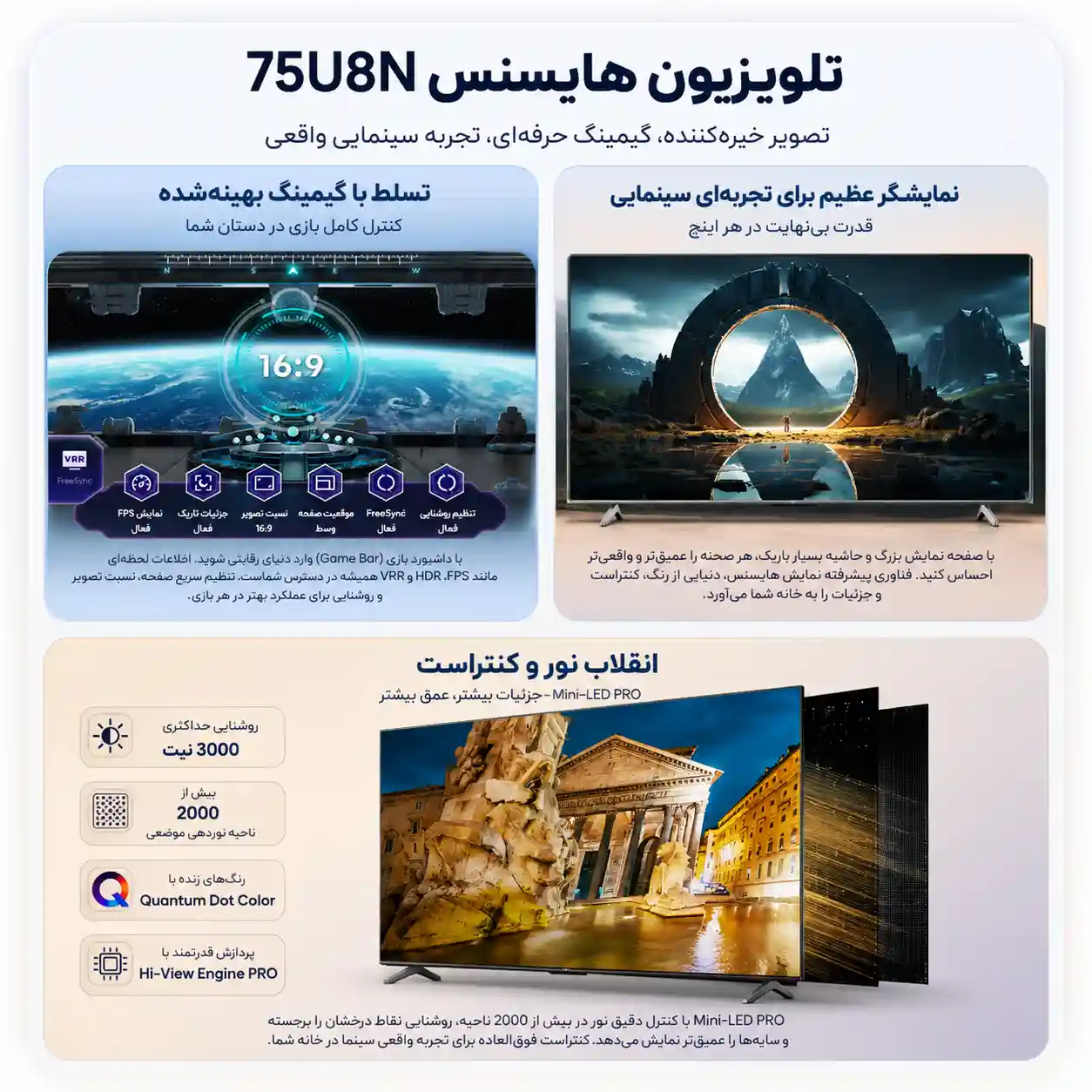 خرید تلویزیون هایسنس 75U8N