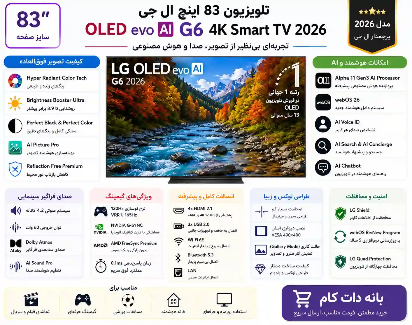 خرید تلویزیون ال جی OLED83G66LW