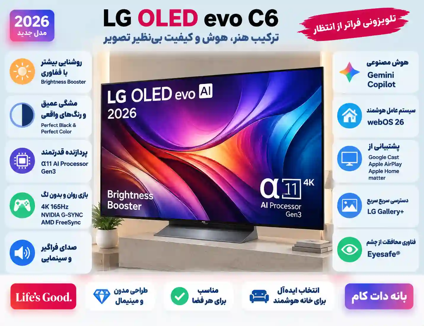 4 تلویزیون ال جی 65C6 اولد قیمت تلویزیون ال جی 65C6 اولد
