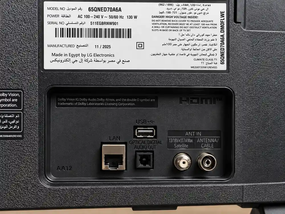 برچسب تلویزیون ال جی 65QNED70A