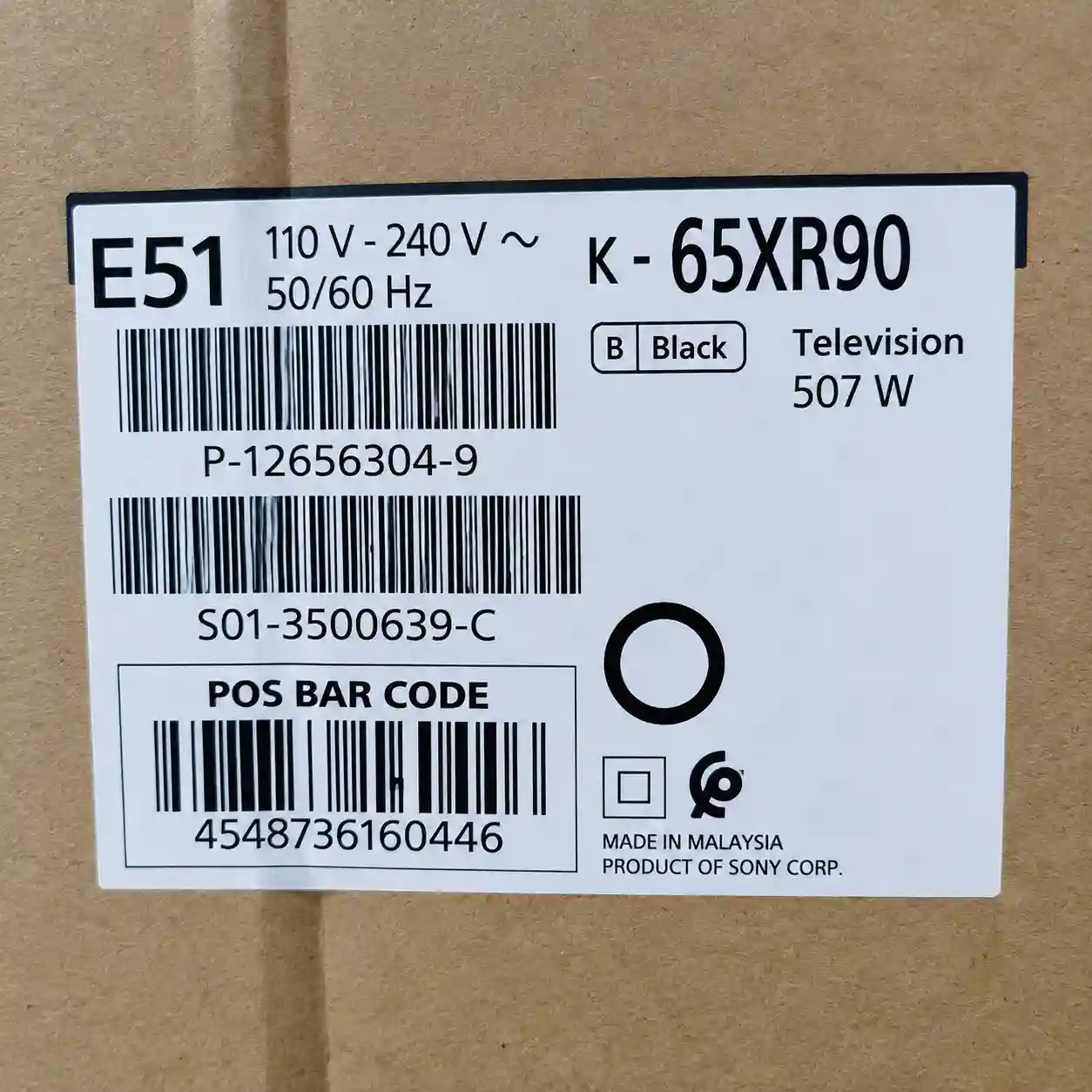 برچسب تلویزیون سونی 65XR90