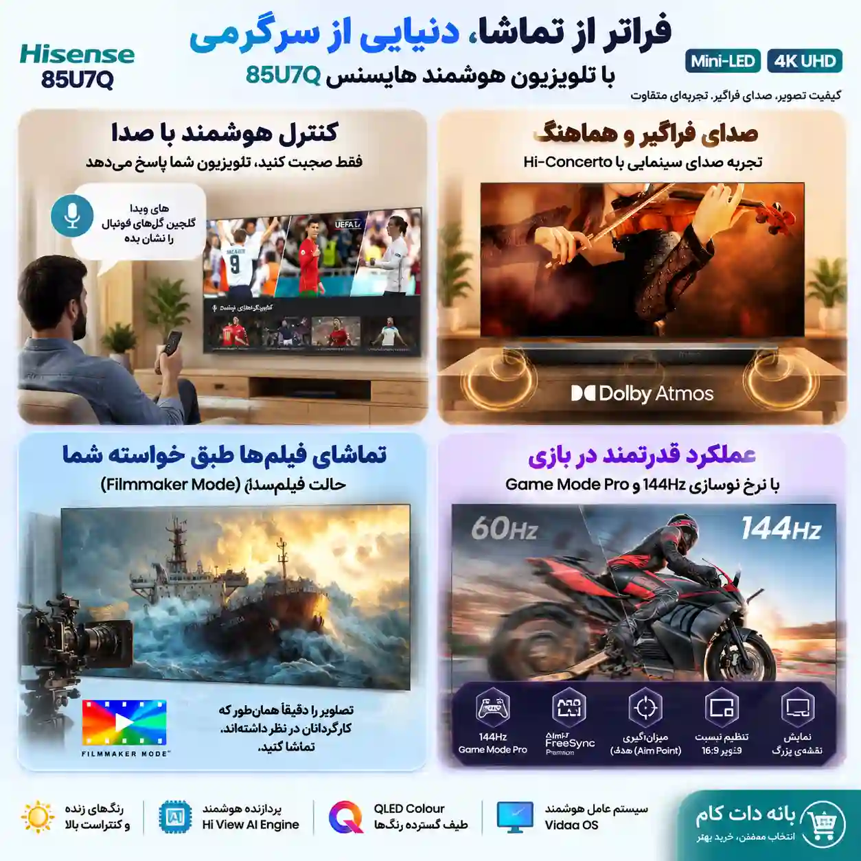 مشخصات تلویزیون هایسنس 85U7Q