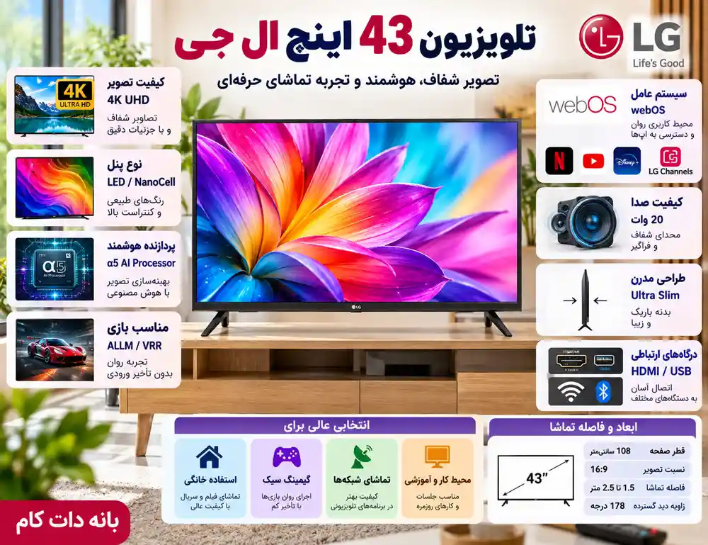تلویزیون 43 اینچ ال جی 