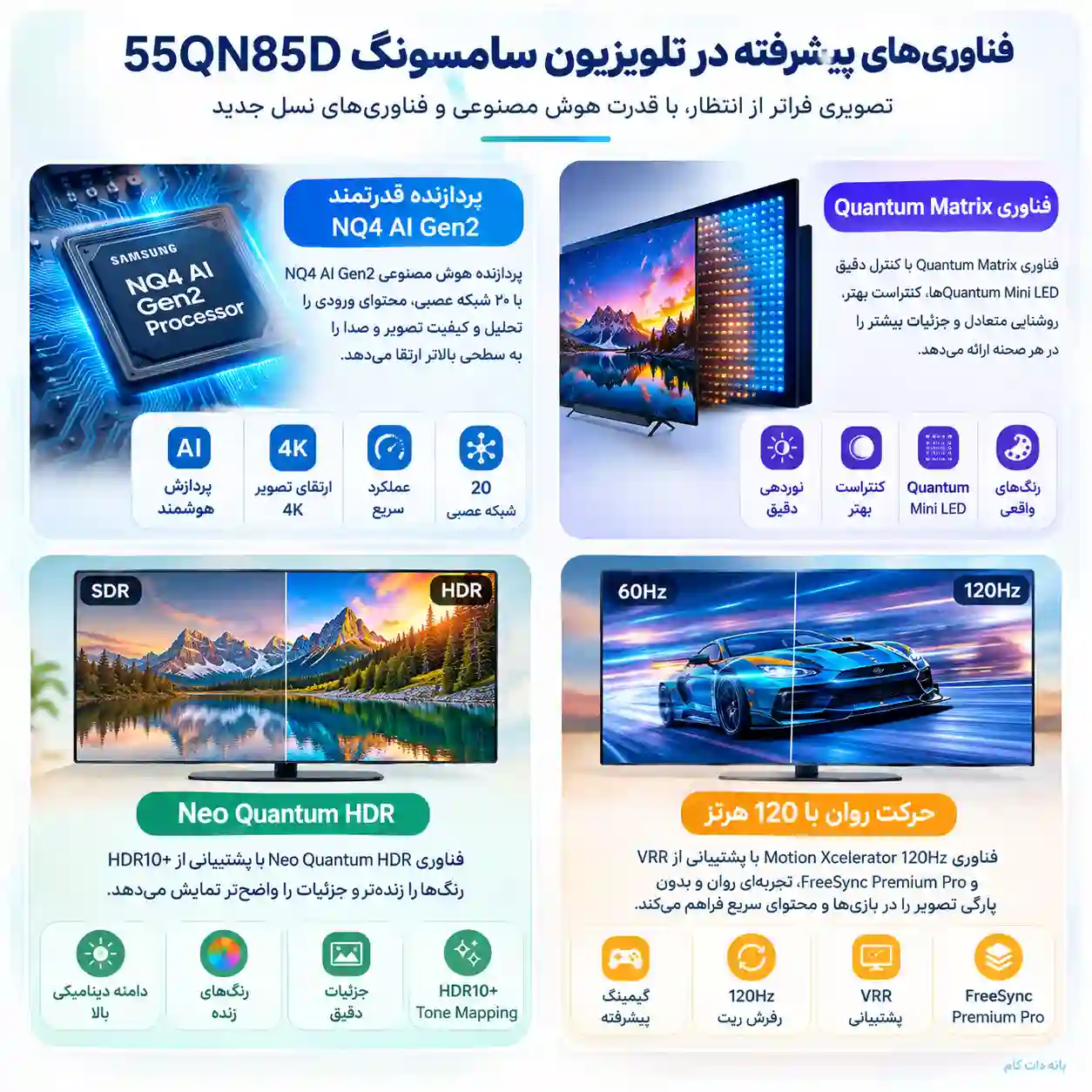 6 تلویزیون سامسونگ 55QN85D قیمت تلویزیون سامسونگ 55QN85D