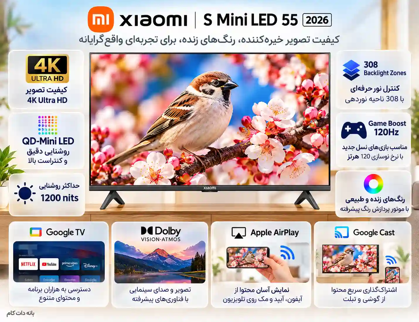مشخصات تلویزیون شیائومی 55S MINI 2026
