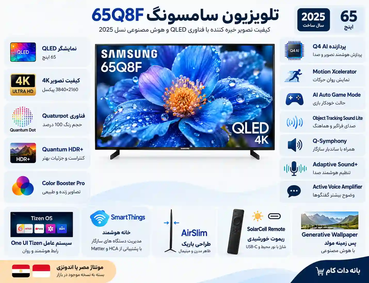 مشخصات تلویزیون سامسونگ 65Q8F