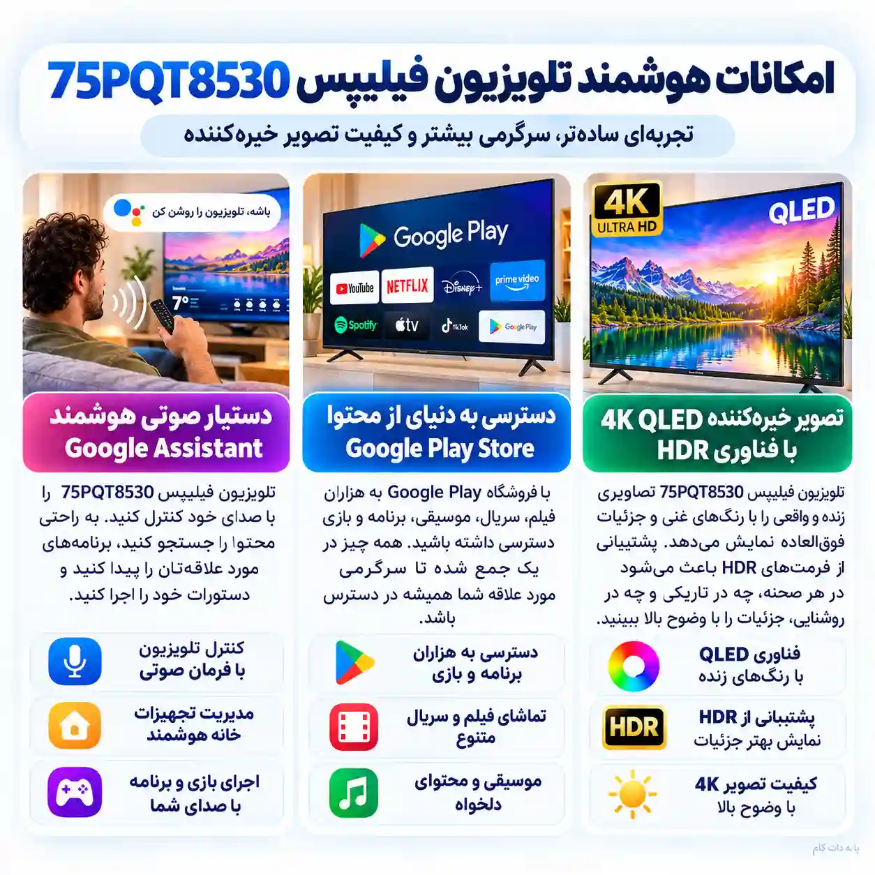 6 تلویزیون فیلیپس 75PQT8530 قیمت تلویزیون فیلیپس 75PQT8530