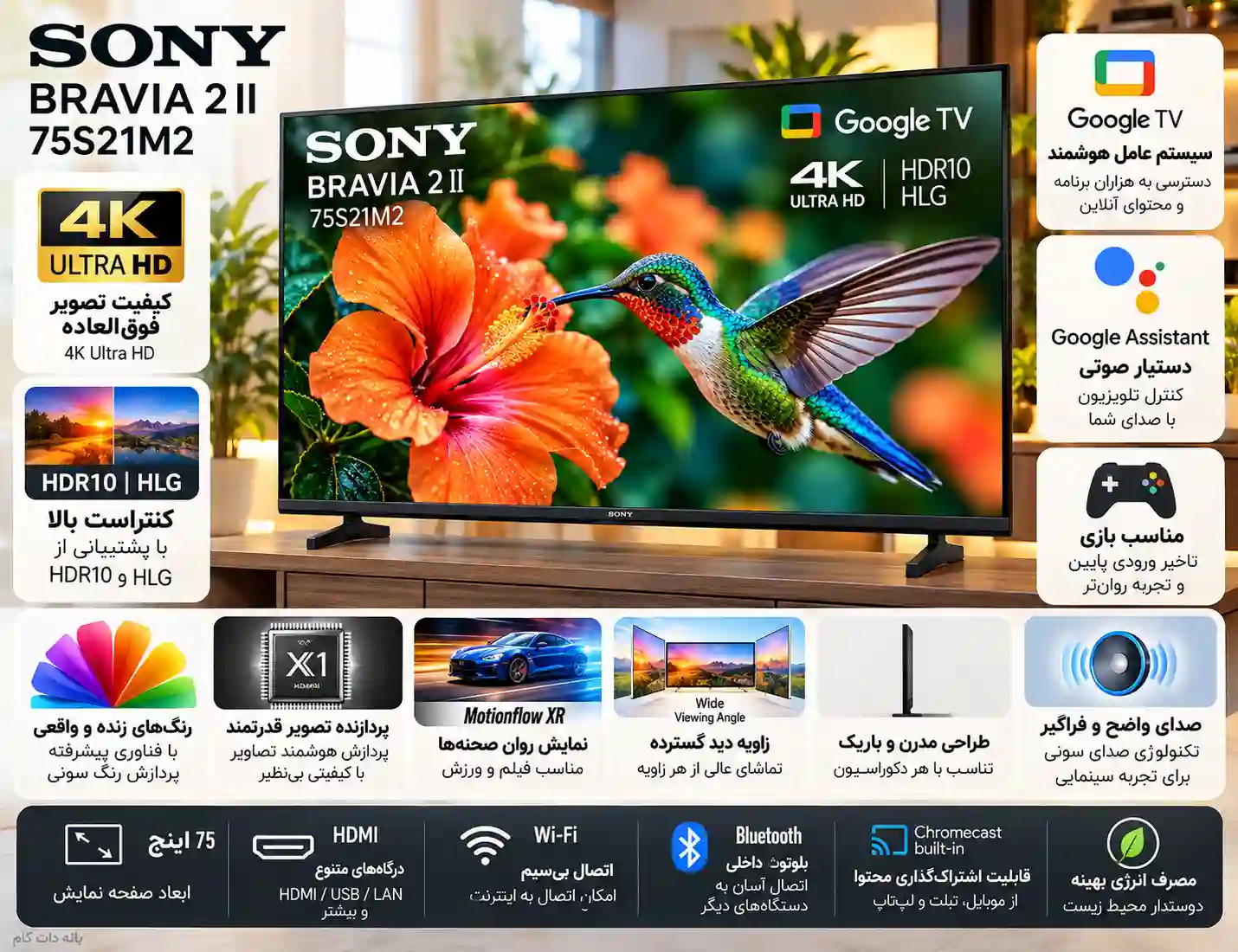 مشخصات تلویزیون سونی 75S21M2