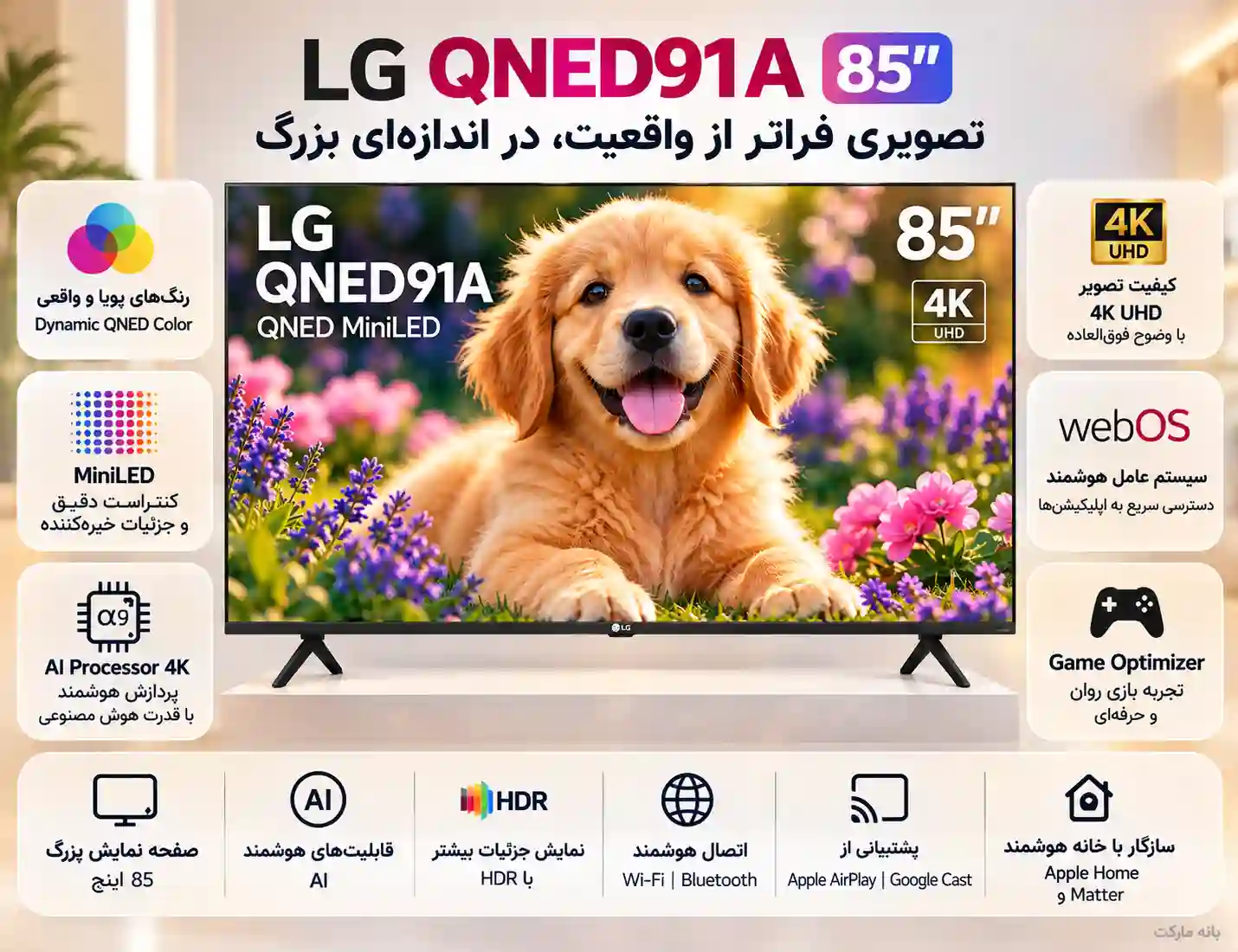 مشخصات تلویزیون ال جی 85QNED91A